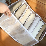 2 x jeansvak opbergdoos kast, kledinglade net verdeeldoos kledingkast kledingorganizer, 7 vakken, opvouwbare lade wasbaar huishouden (wit, L (36 * 25 * 20 cm)