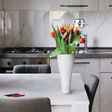 Bloemenvaasset, wit honingraatdesign, bloemenvaas, set van 2, woonkamerdecoratie, vaas met dikke bodem, handgemaakte vaas van hars, kantoor en bruiloft, vaas voor pampasgras, 30 en 20 cm hoog