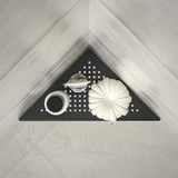 Hoekplank, doucheplank, 304 roestvrij staal, zonder boren, voor badkamer, shampoohouder, organizer, vierkant gat 253 x 253 x 355 mm, zwart, 2 stuks