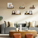 Wandrek, houten rek, 5-delige set, zwevende planken, vintage wandplanken, houten rek voor keuken, kinderkamer, woonkamer