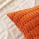 Set van 4 decoratieve kussenslopen, 40 x 40 cm, burnt oranje, corduroy fluwelen kussen, bankkussens, sierkussen, wollige kussenslopen, kussenhoes voor bank