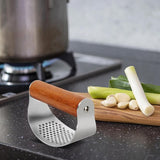 Garlic Press Stainless Steel Garlic Press Rocker with Wooden Handle Garlic Rocker Stainless Steel Garlic Press Kitchen Aid