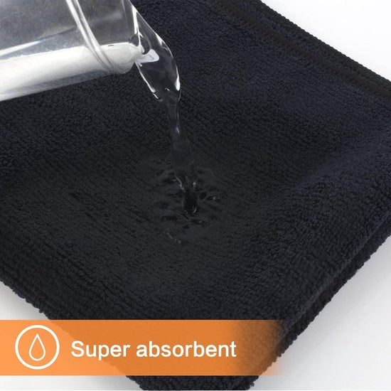 Microvezeldoeken, zwart, poetsdoekjes, voor de keuken, reinigingsdoekjes, afwasdoeken, microvezel, poetsdoek, milieuvriendelijk en pluisvrij, multifunctionele theedoeken, 30 x 30 cm, 10 stuks