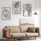 3 stuks 35 x 25 cm wanddecoratie van metaal, waterdichte wandsieraden, wandsculpturen om op te hangen, moderne wanddecoratie, metaal, woonkamerdecoratie, minimalistische muurkunst, abstracte