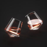 Whiskyglazen, roterende rumglazen set van 6, bourbon scotch whisky cognac gin rock tumbler wiebelglazen ouderwets kristal proevend wijnglas zonder steel, gepersonaliseerde herencadeaus, 300 ml