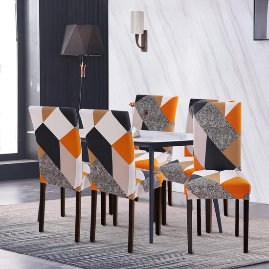 Stoelhoezen, set van 4, stretch moderne stoelhoezen voor eetkamerstoelen, stoelhoezen voor schommelstoelen, universeel, wasbaar, afneembare stoelhoes voor eetkamer, hotel, banket, keuken,