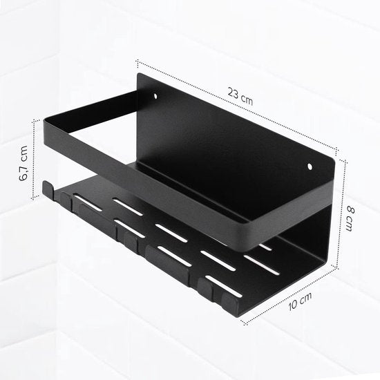 Doucheplank, roestvrij staal, zwart, 3 m, zelfklevend, zonder boren, doucheplank, badkamer, douchehouder, doucheplank, shampoohouder voor het opbergen van de douche, badkamerorganizer