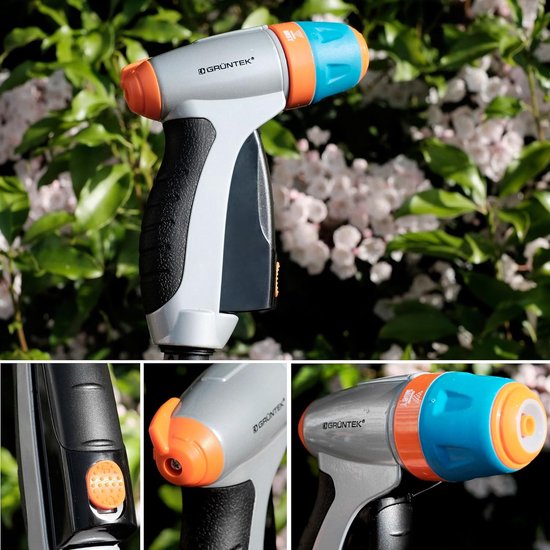 Verstelbaar spuitpistool met 3 sproeiers, tuinspuit, metalen tuinsproeier. Verstelbare handdouche voor tuin, autowassen en thuis, schokbestendig en lichtgewicht, praktische douche