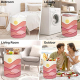 63 l Boheemse zonsopgang roze wasmand voor vrouwen meisjes grote kleding speelgoed opslag met deksel voor slaapkamer, 40 x 50 cm