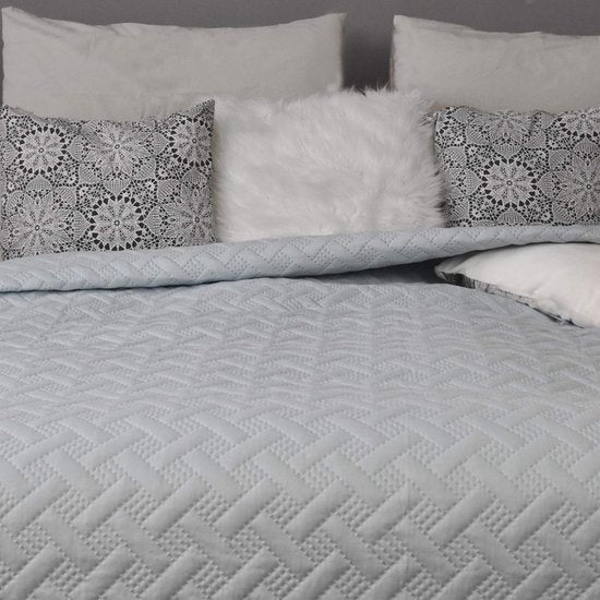 Sprei/sofaplaid, bedsprei, voor bank, dagelijks vlechtpatroon, deken, XXL-deken, sprei, grijs, 200 x 220 cm