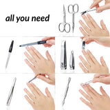 Manicure Set Solingen - vergelijkingswinnaar met topprijs/prestaties - kunstlederen etui handig en zacht - 7-delige nagelset