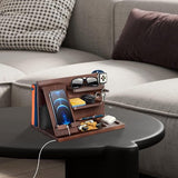 Cadeaus voor mannen: houten telefoon docking station, sleutel horloges, portemonnee standaard, nachtkastje organizer. Mannen idee verjaardag geschenk: echtgenoot mobiele telefoon station, gadgets mannen.