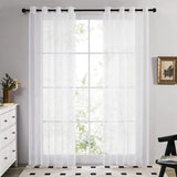 Set van 2 Transparante Voile Gordijnen Vitrage Wit met Ringen in Zacht Stof voor Woonkamer 132x160cm