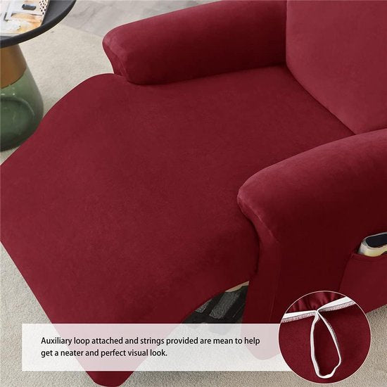 Stretchhoes voor relaxstoel, complete stoelbeschermer, stretch relaxstoelhoezen, 1 stuks, effen, fluweel, elastisch, stoelhoes voor televisiestoel, ligstoel, bordeaux rood