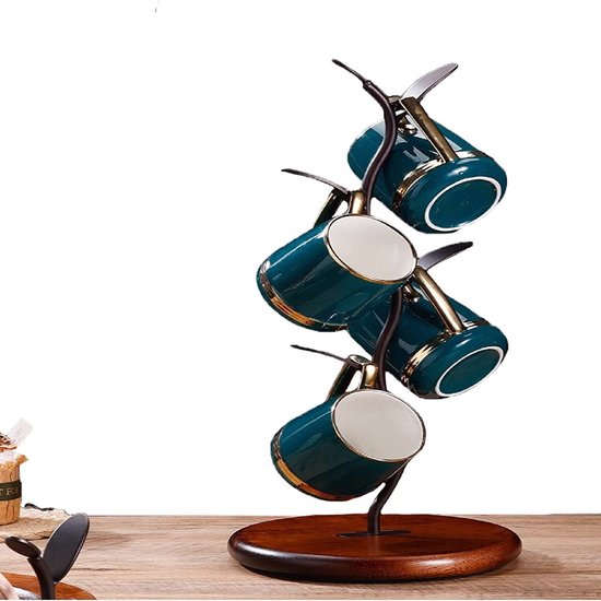 6 haken bekerhouder, koffiebekerhouder, koffiebekerhouder voor toonbank, stijlvolle bekerhouder voor in de keuken, theekop, bekerhouder, bekertoren