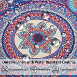 Pack of 4 Waterproof Cushion Covers Cotton Linen 30 x 50 cm Waist Pillowcase Sofa Cushion Retro Mandala Cushion Cover for Home Sofa Outdoor Garden Living Room Bedroom 12 x 20 Inches