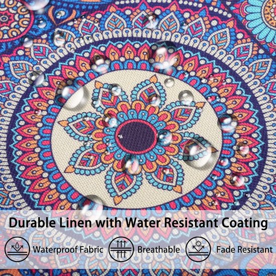 Pack of 4 Waterproof Cushion Covers Cotton Linen 30 x 50 cm Waist Pillowcase Sofa Cushion Retro Mandala Cushion Cover for Home Sofa Outdoor Garden Living Room Bedroom 12 x 20 Inches