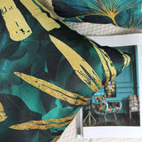 Decoratieve kussenhoes, 50 x 50 cm, set van 4 kussenslopen, petrol, goud, tuinlounge bank, sierkussen, kussenhoes, landhuisstijl, sierkussenhoes, linnen, tuin, outdoor, kussen, bankkussen