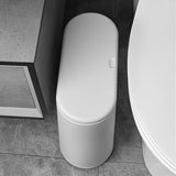 Plastic afvalbak van 2,2 gallon/10 liter met drukdeksel, ovale smalle prullenmand, prullenbak, badkamer, prullenbak voor woonkamer, slaapkamer, keuken, kantoor, gemakkelijk schoon te maken, wit.