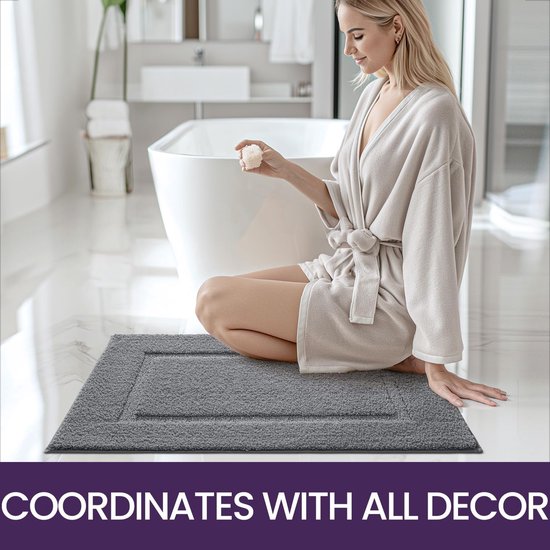 Badkamertapijt, 40 x 60 cm, antislip, wasbaar, zachte badmat, microvezel, absorberend, badmatten voor badkuip, doucheruimte en badkamer, grijs