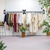 Kledingrek, zwart, kledingroede, 120 cm, hangend kledingrek, afneembaar ijzeren kledingrek, wandrailplank, ruimtebesparende ruimte voor maximaal 60 kg