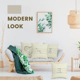 Kussenslopen 4 stuks 40x40 linnen mix kussensloop hart bankkussenovertrek set "Love Laugh Live" kussenhoezen crème decoratief kussen