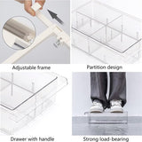 Koelkastorganizer, doorzichtige koelkastopbergdoos, uittrekbare instelbare koelkastbox met handvat, koelkastlade-organizer voor koelkast, kasten, voorraadkast