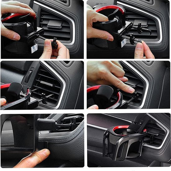 autobekerhouder 2-in-1 flessenhouder koffie mobiele telefoonhouder verstelbare auto ventilatiehouder mobiele telefoonhouder (rood)