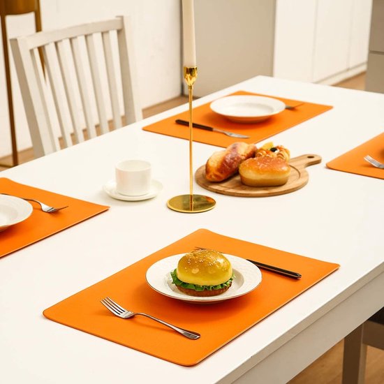 Set van 6 placemats en 6 onderzetters Veeg schoon antislip PVC hittebestendige placemats voor keukentafel 30 * 45cm