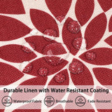 Set van 2 outdoor kussenslopen, rood en grijs, 40 x 40 cm, linnen, waterdichte kussenhoezen, Dahlia boho, sierkussen, bankkussen, decoratief boho, Azteken, bankkussen, overtrek voor bank, bed, terras