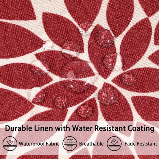 Set van 2 outdoor kussenslopen, rood en grijs, 40 x 40 cm, linnen, waterdichte kussenhoezen, Dahlia boho, sierkussen, bankkussen, decoratief boho, Azteken, bankkussen, overtrek voor bank, bed, terras