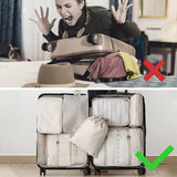 Koffer organizerset, Packing Cubes, kledingtassen, kofferorganizer voor vakantie en reizen, pakkubussenset reiskubussen, opbergsysteem voor koffer - (9-delig, beige)