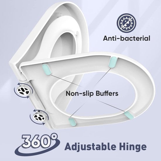 Family Toilet Seat with Removable Child Seat, Soft Close Mechanism, Adjustable Hinge, Quick Release Funcktion/D/U-Shape PP Children and Adults Toilet Seat