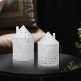 Theelicht kaarsenhouder kaarsenhouder, lichthuis theelichthuis klein huis keramische kaarsenhouder kaars hartstuk decoraties voor woonkamer slaapkamer bruiloft housewarming party (bos)