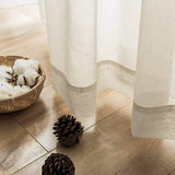 Doorschijnend gordijn met oogjes, transparant gordijn, set van 2, lichtbeige, 225 cm