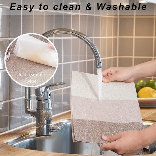 Placemat set, antislip, afwasbaar pvc en hittebestendig, placemats voor thuis of restaurant, voor de eettafel (bruin/zilver)