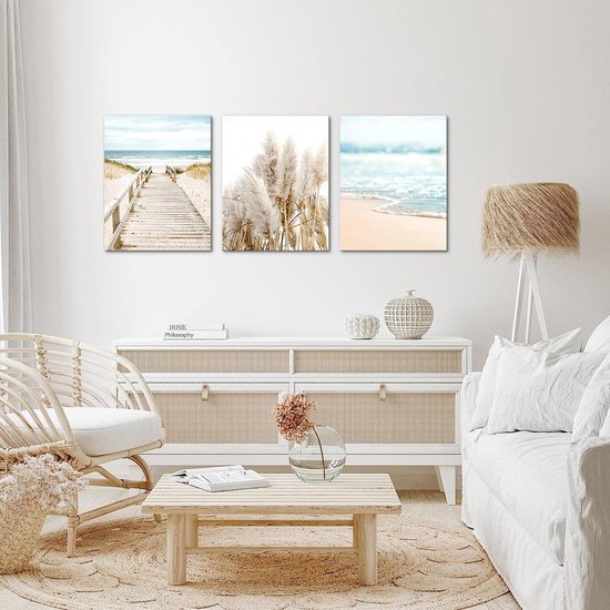 Zee - 90 x 40 cm - Meteen ophangen - muurdecoratie - wanddecoratie - muurdecoratie woonkamer - wanddecoratie woonkamer - muurdecoratie canvas - canvas schilderijen woonkamer - canvas schilderijen slaapkamer - muurdecoratie