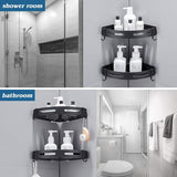 Shower Shelf No Drilling Corner - Shower Shelf No Drilling Black Matt - Shower Shelf Corner Bathroom Organiser Bathroom Shelf with Strong Adhesive, Aluminium Corner Shelf Bathroom Pack of 2