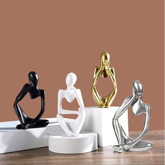 3 stuks denkers standbeelden decoratie, abstract beeldje hars sculptuur figuren denker decoratie woonkamer boekenkast slaapkamer kantoor