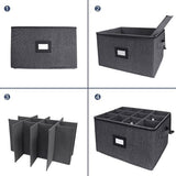 Opbergdoos voor wijnglazen, 2 stuks, bewegende glashouder voor wijnglazen, vouwdoos met scheidingswanden, glazen, opslag voor 24 kristalglaswerk, kristalglaswerk (44 x 33 x 25 cm, donkergrijs)