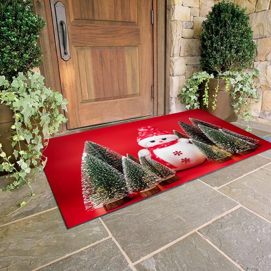 Kersttapijt, 2 stuks, antislip, kerstprint, tapijt, deurmat, badkamertapijt, wasbaar, badmatten, kerstdecoraties voor slaapkamer, keuken, badkamer