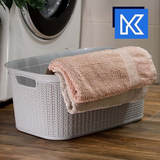 Wasmand, multifunctionele mand, 27 l, wasmand van kunststof, opbergmand, wasmand voor badkamer, veel kleding, accessoires, speelgoed, wasbox (grijs)