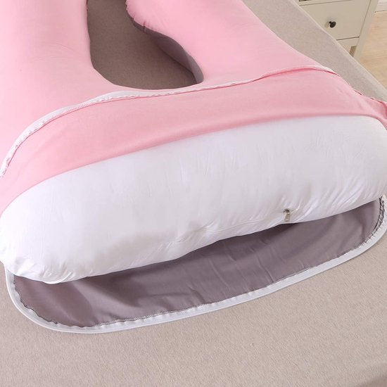 Zwangerschapskussen, zijslaapkussen, voedingskussen, U-vormig XXL steunkussen, 70 x 145 cm, groot lichaamskussen met afneembare en wasbare hoes, U-vormig zwangerschapslichaamskussen