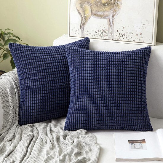 kussenovertrekken van ribfluweel, massief, decoratief en vierkant, voor op de bank, in de slaapkamer of in de auto; set van 2 stuks