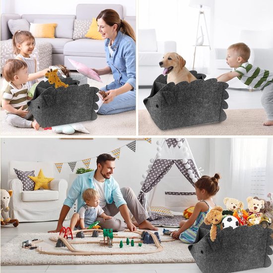 2 stuks opbergdozen voor kinderen, vilten opvouwbare speelgoedkist, organizermand in egelvorm, 30 liter opbergdozen voor kinderkamer, opbergdozen van stof, wasmand voor thuis (set van twee)