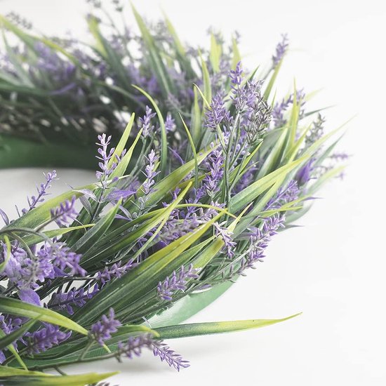 Kunstmatige lavendelkrans voor de voordeur, 18 inch boerderijkransen voor muurfeest bruiloft decoratie binnen of buiten.