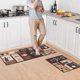 Set van 2 antislip keukenmatten en vloerkleden, wasbare rubberen mat, deurmatloper, microvezeltapijtset