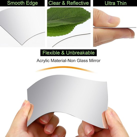 24 stuks spiegeltegels, zelfklevende spiegelmuurstickers, verwijderbare kunst plastic tegels decoratie, geschikt voor woonkamer, badkamer, slaapkamer, muur doe-het-zelf decor