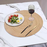 Set van 4 ronde gevlochten wasbare placemats 45 cm linnen geel