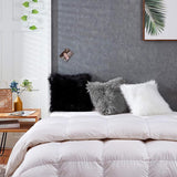 Schapenvacht Kussen - Imitatiebont Lamsvacht, Schapenvel Imitatievacht - Kunstbont Slaapkamer Woonkamer - Wasbaar Bont, Decoratiebont - Donkergrijs - 43 x 43 cm Kussen